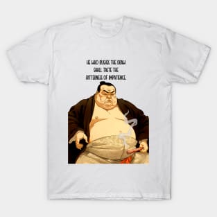 Puff Sumo: "He Who Rushes the Draw Shall Taste the Bitterness of Impatience" - Puff Sumo on a light (Knocked Out) background T-Shirt